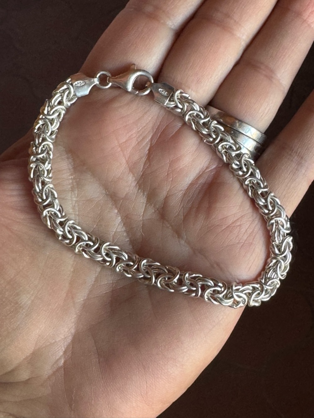 Miabella Sterling Silver Thick Bracelet New In Box 8 Inch Byzantine Italy Nice!
